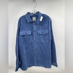 GAP Men’s Blue Corduroy Shirt Jacket size Large Button Down NWT